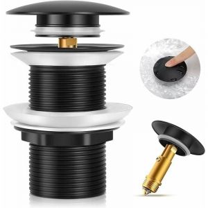 KZQ - jamais UTILISÉ]Bonde de lavabo noire universelle sans trop-plein, pop-up automatique pour vasque à poser.