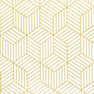 Ersandy - Papier peint autocollant &agrave; rayures g&eacute;om&eacute;triques de l'hexagone dor&eacute; - Papier peint autocollant - Pour meubles - Dor&eacute; et blanc - 45 x 500 cm