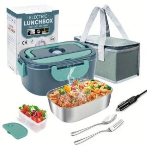Lunch Box Chauffante, 3 en 1 Boite Chauffante Repas(12V / 24V / 220V), 1.5L Portable Gamelle Chauffante, 60W Boite a Repas Chauffante pour Voiture,