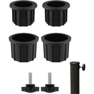 Ensembles Umbrella Stand Parts avec Vis Parapluie, Vis Parasol Pi&egrave;ces Tube pour Pied de Parasol Fil Serrage Bouton Noir s'adapte aux Poteaux 2,17