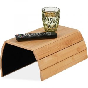 Support pour accoudoir, Bambou, Tablette pour canap&eacute; ou Fauteuil, LxP: 43,5 x 33 cm, Repose-Boissons, Nature