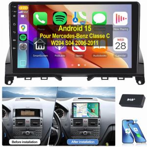 Autoradio Android 15 Carplay GPS pour Mercedes Benz Classe C W204 S204 2006-2011 4+64G DAB