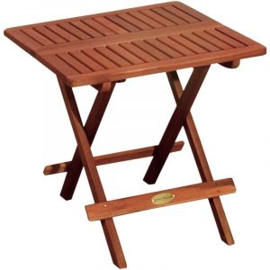 Table de bistrot extérieur bois eucalyptus huilé marron jardin balcon terrasse meubles anguleux