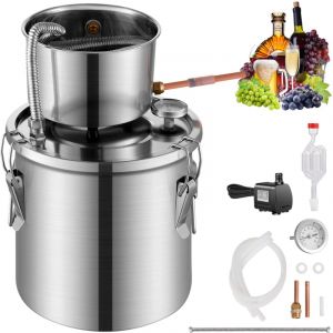 Mophorn Alambic à alcool, distillateur d'eau et d'alcool en acier inoxydable de 3 gal/11,4 l avec refroidissement par serpentin. Kit de fermentation