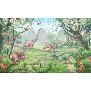 Papier peint panoramique Enfants - Dinosaures - 130 cm x 78 cm
