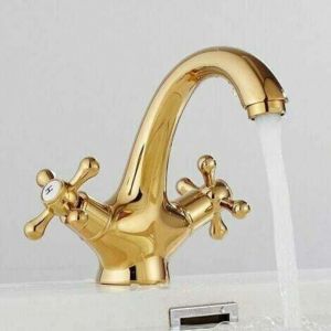 LaBlanc - Robinet mitigeur à deux poignées pour lavabo de salle de bain Retro Mitigeur Lavabo Vintage en laiton antique avec poignée croisée Elégant