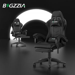 Wowttrelax - Chaise gaming Ergonomique Inclianble, 90°-155°, avec repose-pieds télescopique, Chaise Bureau Charge 136 kg, Bleu