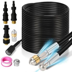 Tuyau déboucheur 30m 2 embouts nettoyeur haute pression compatible Kärcher déboucheur canalisation tuyau de
