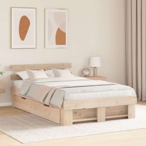 Torana - Cadre de lit avec tiroir Marron 120 x 190 cm Bois massif en pin