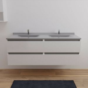 Meuble double vasque Arlequin 140 cm- Vasque Gris- Traverses Gris