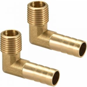 Raccord Cannelé Tuyau Barbillon Laiton 90° Coude 10mm Barbelé x1/4" G Mâle Tuyau 2Pcs-LIAIKI
