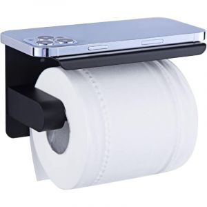 Porte Papier Toilette, Support Papier Rouleau sans Percage Derouleur Papier WC,Distributeur Papier avec Tablette, Acier INOX SUS 304, Colle