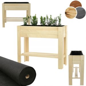 MODO24 Carr&eacute; potager sur pieds bois de pin, bac potager/jardini&egrave;re sur pied, balcon/terrasse/jardin, HxLxP 70x80x34 cm, naturel brut