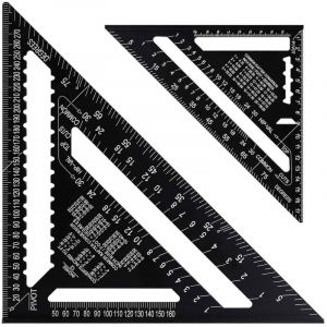 Equerre Menuisier Multifonctions 18cm et 30cm, Triangle Métal Aluminium Règle Équerre Trusquin Guide Raporteur Angle 45 90 Degres/Outillage