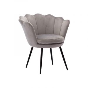 Wahson Office Chairs - Fauteuil relax Fauteuil en Velours Fauteuil de Salon Chaise Coquillage, Fauteuil Scandinave pour Chambre, Gris