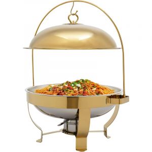 Ensemble de Buffet de r&eacute;chauds en Or, chauffe-plats en acier inoxydable de 8L, Chauffe-Buffets avec couvercle Suspendu pour Mariages, f&ecirc;tes, Banquets