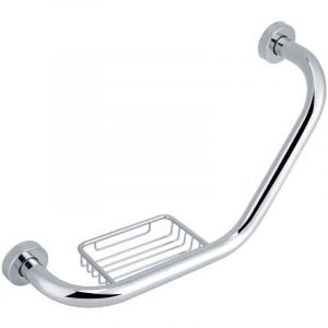 Poign&eacute;e de s&eacute;curit&eacute; pour bras de baignoire en acier inoxydable Barre d'appui pour baignoire-douche avec porte-savon