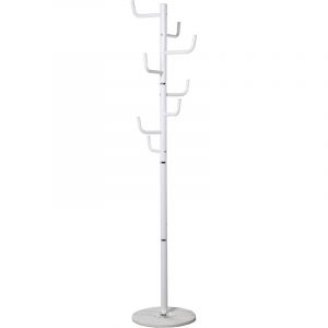 Porte-Manteau Sur Pied en Métal Piétement Marbre Blanc, 8 Bras °37X180 Cm, Hauteur Poteau : 176 Cm