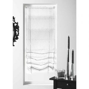 Homemaison - Store à remonter voilage organza fantaisie 'goutte d'eau' Blanc 57x200cm - Blanc