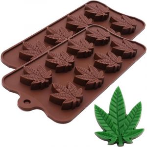 Moule en Silicone Double Face pour Feuilles de Cannabis