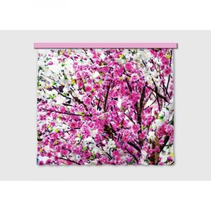 Flowers, rideau imprim&eacute;s fleurs fushia et roses 180x160 cm, 2 pi&egrave;ces