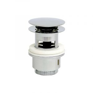 Banyo - Bonde de vidage 'Klicker' chromée avec trou trop-plein et grand bouchon diam. 65mm x 1 1/4' x 60 mm