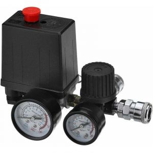 Compresseur Jauges de r&eacute;gulateur de soupape de commande de pressostat de compresseur d'air 220 V 0-180 psi avec connecteur rapide (220 V)