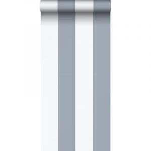 Sanders&sanders - papier peint &agrave; rayures bleu gris et blanc