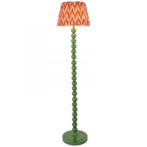 Endon Higgledy Lampadaire vert Cotswold brillant avec abat-jour zigzag en tissu orange abricot 35 cm E27