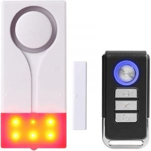 Alarme de porte et fen&ecirc;tre - Lumi&egrave;re sonore - Alarme antivol pour la s&eacute;curit&eacute; du garage &agrave; la maison - Contient 1 alarme et 1 t&eacute;l&eacute;commande