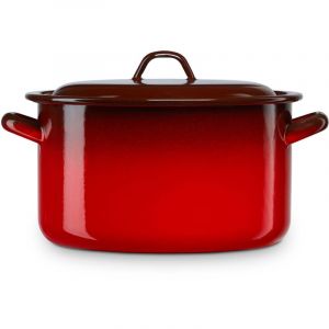 Briebe Ignea Faitout à Induction 28cm, Marmite 10L avec Couvercle Acier Émaillé Tous Feux Rouge