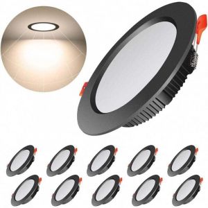 Lot de 10 Spot led Encastrable Noir Extra Plat,500LM 7W Rond Plafond Encastr&eacute;s LED =50W Incandescence,Blanc Naturel 4000K,AC 220-240V,IP44,Spot Led