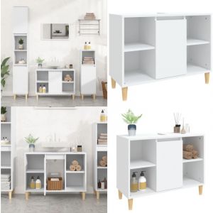 Vidaxl - Meuble d'évier blanc 80x33x60 cm bois d'ingénierie - Armoire De Salle De Bain - Meuble Vasque - Meuble Lavabo - Rangement Salle De Bain