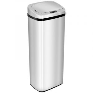 Poubelle de cuisine 50L automatique avec capteur ouverture Silver en acier inoxydable 68L design moderne