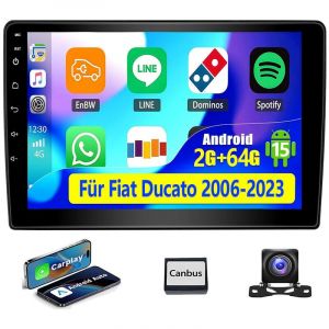 Autoradio Android 15 avec DAB+ pour Fiat Ducato (2006-2023) - GPS, Wi-Fi, Bluetooth, RDS - 2+64G CAM