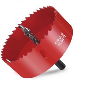 Scie Cloche Bi-m&eacute;tal, Scie Cloche Bois &Oslash;100mm, Scie Tr&eacute;pan avec Adaptateur Hexagonal et Foret de Centrage, pour Percer Plastique, pvc, Bois, Panneaux