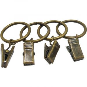 Lot de 50 anneaux de rideaux en m&eacute;tal, antirouille, diam&egrave;tre 32 mm, anneaux en bronze avec pinces &agrave; rideaux.
