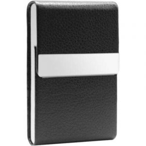 1 Pcs &Eacute;tui Cigarette en M&eacute;tal Boite Noir a Cigarettes Porte Cigarette en PU Cuir Etui Paquet Cigarette Paquet de Cigarettes Slim pour Hommes Femmes
