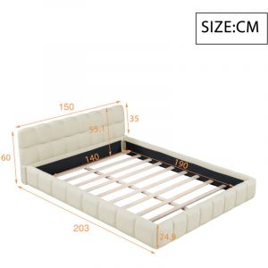 Lit Double Rembourr&eacute; 140x190cm,Lit Bubble avec sommier &agrave; Lattes,Lit 2 Personnes Capitonne avec T&ecirc;te de Lit,Lit Capitonne &agrave; bulles,Cadre de Lit Bubble