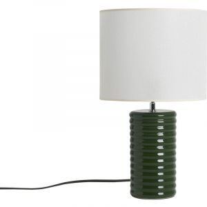 Miliboo - Lampe à poser en céramique émaillée vert foncé et abat-jour écru H53 cm berro