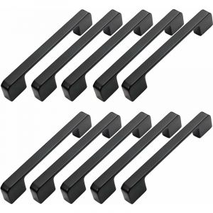 10pcs Poignée Meuble Entraxe 128mm-Poignée Porte Cuisine Noire Poignee Barre Meuble Poignee De Cuisine Noire 128mm - Aiducho