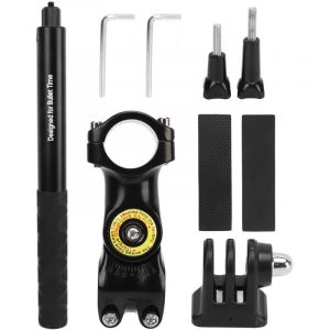 Kkmoon - Support Universel pour Caméra Montage sur Guidon de Vélo/Moto - Pince Réglable avec Perche à Selfie Fixation Solide pour GoPro & Smartphones