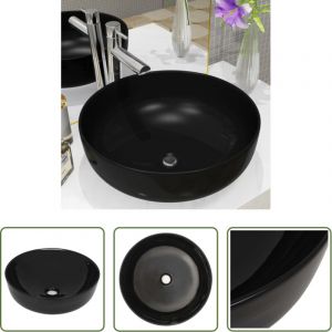 &Eacute;vier c&eacute;ramique - Lavabo rond C&eacute;ramique Noir 41,5 x 13,5 cm