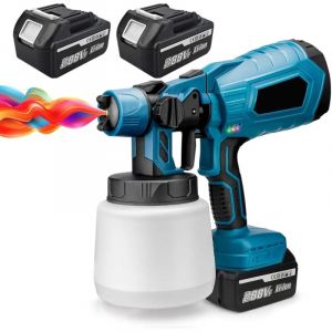 Pulv&eacute;risateur De Peinture sans Fil, Pistolet &agrave; Peinture en Pulv&eacute;risation &eacute;lectrique avec Conteneur De 1000 ML Et 2 Batterie, Pistolet &agrave; Peinture