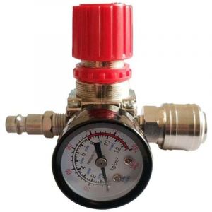 Ulisem - Régulateur de Pression du Compresseur d'air 1/4' Détendeur Pneumatique,Valve de Régulation de Pression Avec Raccord 180psi 12bar(Valve à