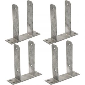 Lot de 4 Base en u pour poteau en bois de 7 cm Ancrage Met&aacute;lica u Support de poteau en bois 16x20x7,1 cm