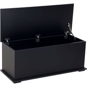 Coffre de rangement coffre à jouets grande capacité de rangement charnière verrouillée en bois 100 x 40 x 40 cm noir