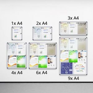 Panneau d'affichage en aluminuim 2 x A4 avec serrure &agrave; cl&eacute;