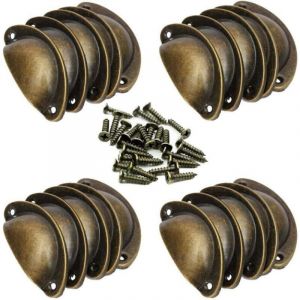 Poign&eacute;e de meuble-20 Poign&eacute;e de Coquille Vintage pour Tiroir Armoire Meuble Cuisine, Fer Incurv&eacute; Bouton de Porte de Placard Retro 8,2 cm x 3,5 cm