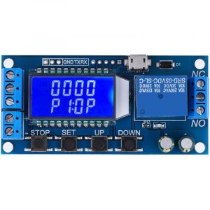 Module de Relais, Module de Relais à Retard, Module de Minuterie à Cycle de Retard de 5 V 12 V 24 V, 0,01 s à 9 999 min avec écran LCD